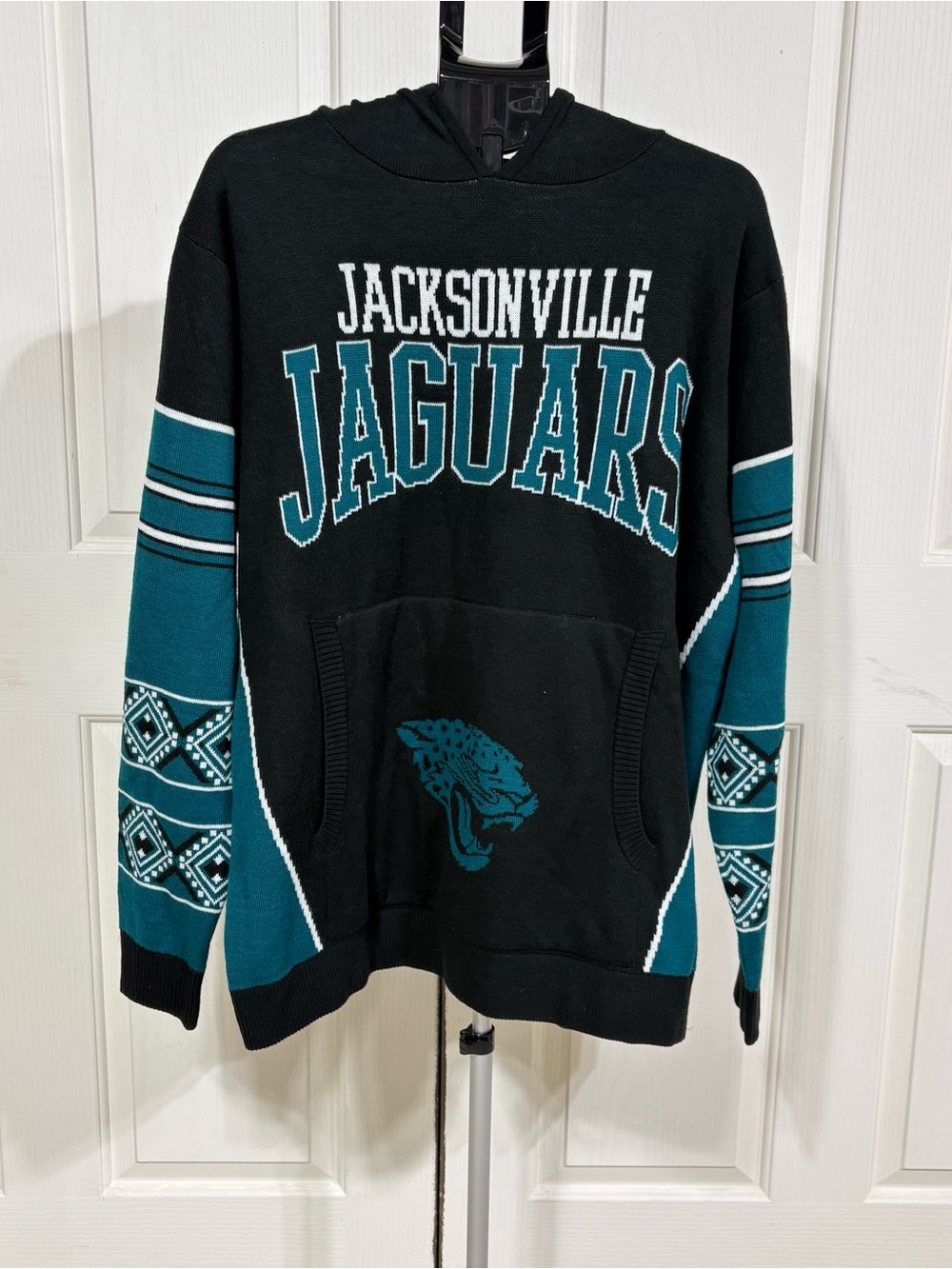 NFL Team Apparel Jacksonville Jaguars Ugly Christmas Sweater Hoodie Mens XL Knit